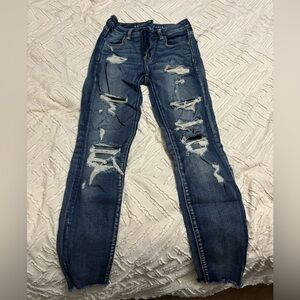 American Eagle size 4 high rise ripped jeans